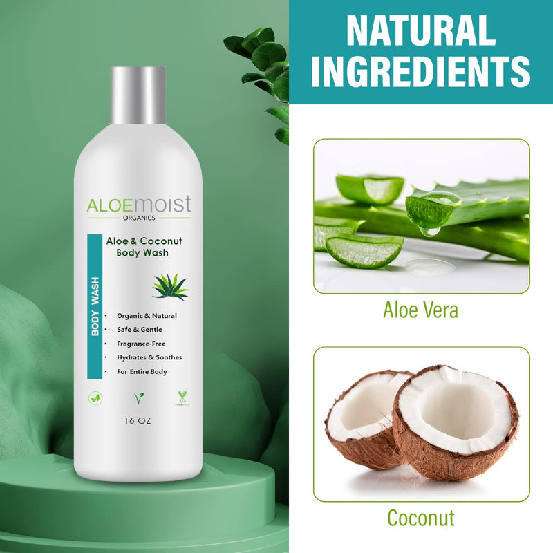 AloeMoist Organic Body Wash Moisturizing Shower Gel – Sensitive Skin Body Wash – No Added Scent, Dye or Gluten – Moisturizing Body Wash Women & Men w/Coconut, Aloe, Honey, Vitamin E - BeesActive Australia