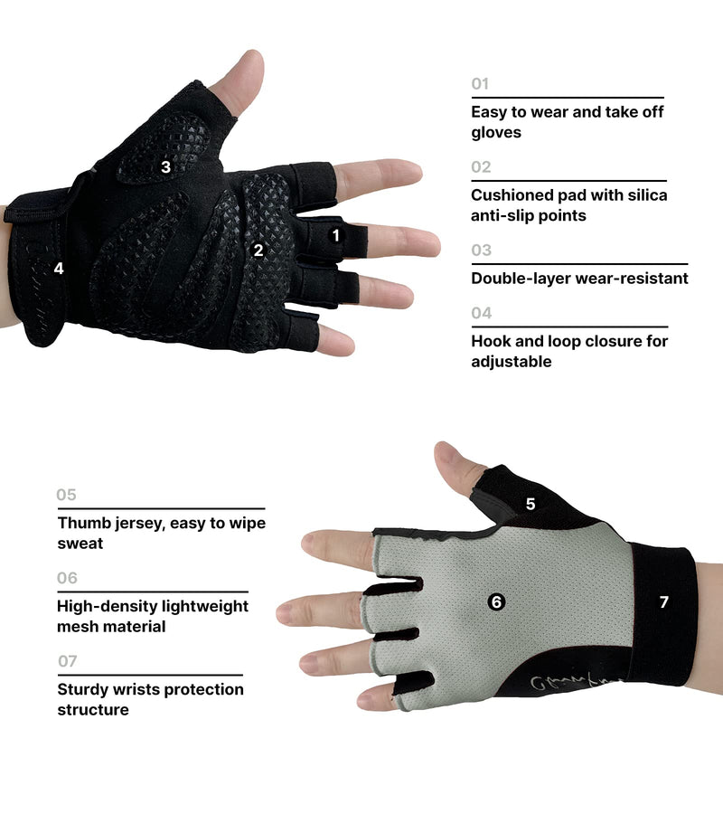 ChinFun Breathable Workout Gloves Weight Lifting Gloves for Men Women Anti-Slip Gym Fitness Gloves Full Palm Protection Y-Grey Medium - BeesActive Australia
