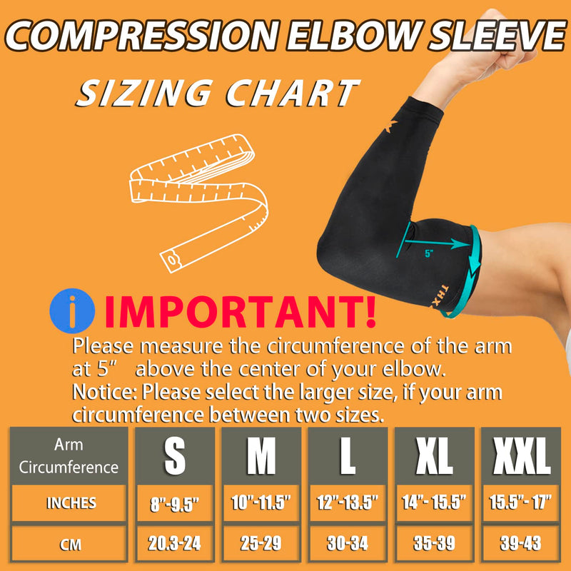 Thx4COPPER Elbow Compression Sleeve(2 Pack) - Copper Infused Support -Guaranteed Recovery Copper Elbow Brace-Idea for Workouts, Sports, Golfers, Tennis Elbow, Arthritis, Tendonitis-Small S (Pack of 2) - BeesActive Australia