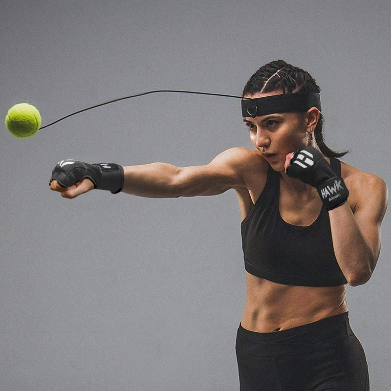 Hawk Padded Inner Gloves Training Gel Elastic Hand Wraps for Boxing Gloves Quick Wraps Men & Women Kickboxing Muay Thai MMA Bandages Fist Knuckle Wrist Wrap Protector Handwraps (Pair) Black S/M - BeesActive Australia