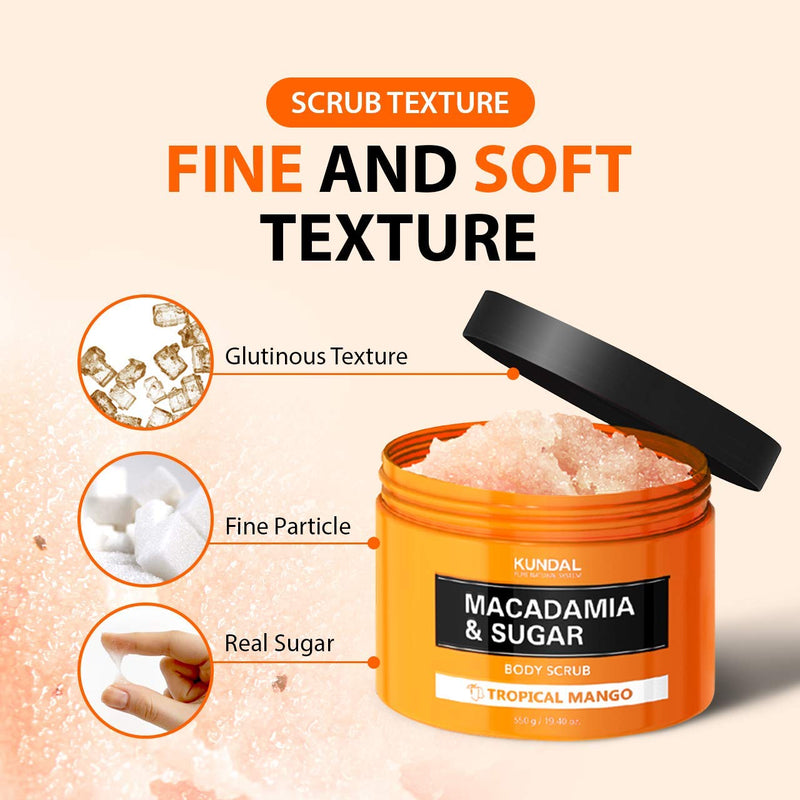 KUNDAL MACADAMIA & SUGAR Body Scrub with Shea Butter, PINK GRAPEFRUIT, 19.4 oz, Moisturizing and Exfoliating for sensitive skin - BeesActive Australia