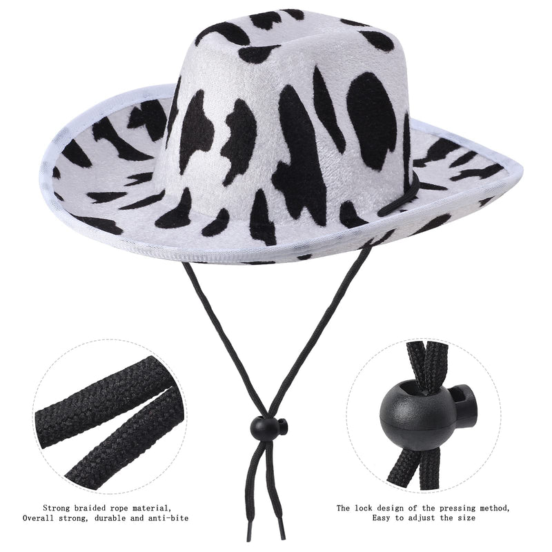 Yewong Pet Cowboy Costume Accessories Dog Cat Cow Print Cowboy Hat Bandana Scarf Western Cowboy Party Supplier for Puppy Kitten Set B - BeesActive Australia