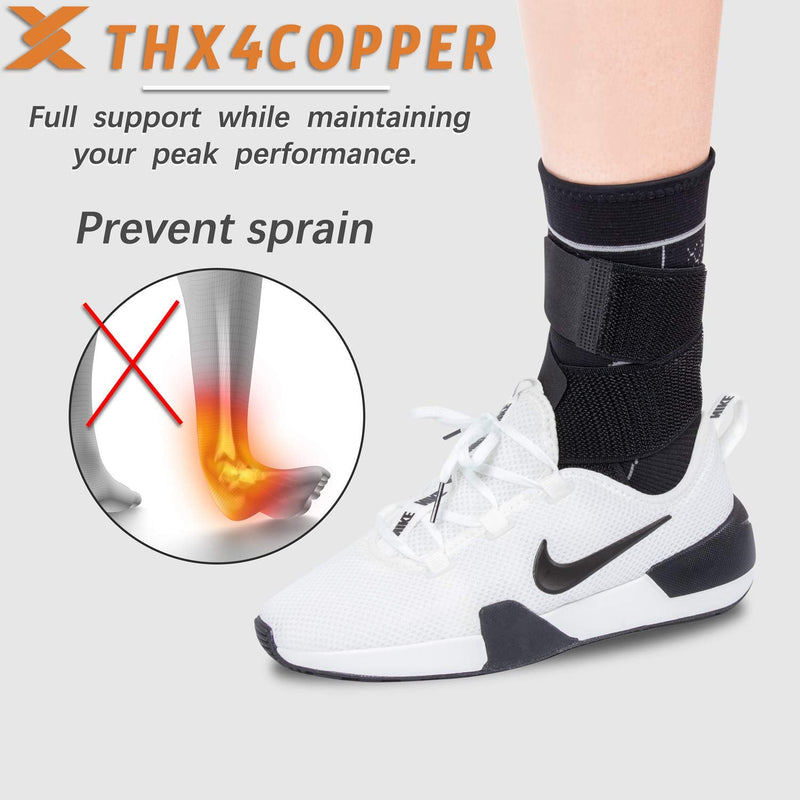 Thx4COPPER Ankle Brace Compression Support Sleeve with Strap-Relieves Achilles Tendonitis, Joint Pain, Heel Spurs, Edema, Plantar Fasciitis Foot Sock with Arch Support Eases Swelling, Injury Recovery M - BeesActive Australia