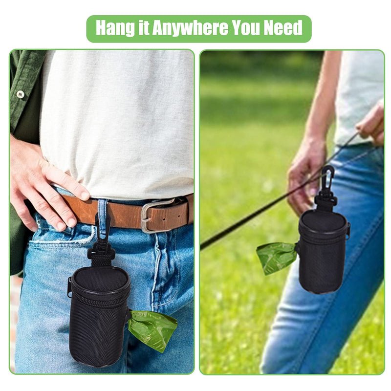 Dog Poop Bag Holder for Leash Attachment - Waste Bag Dispenser for Leash - Fits Any Dog Leash - Portable Set with Hand Free Holder Metal Carrier, Black Round Shape 1Pack 1Pack Black - BeesActive Australia