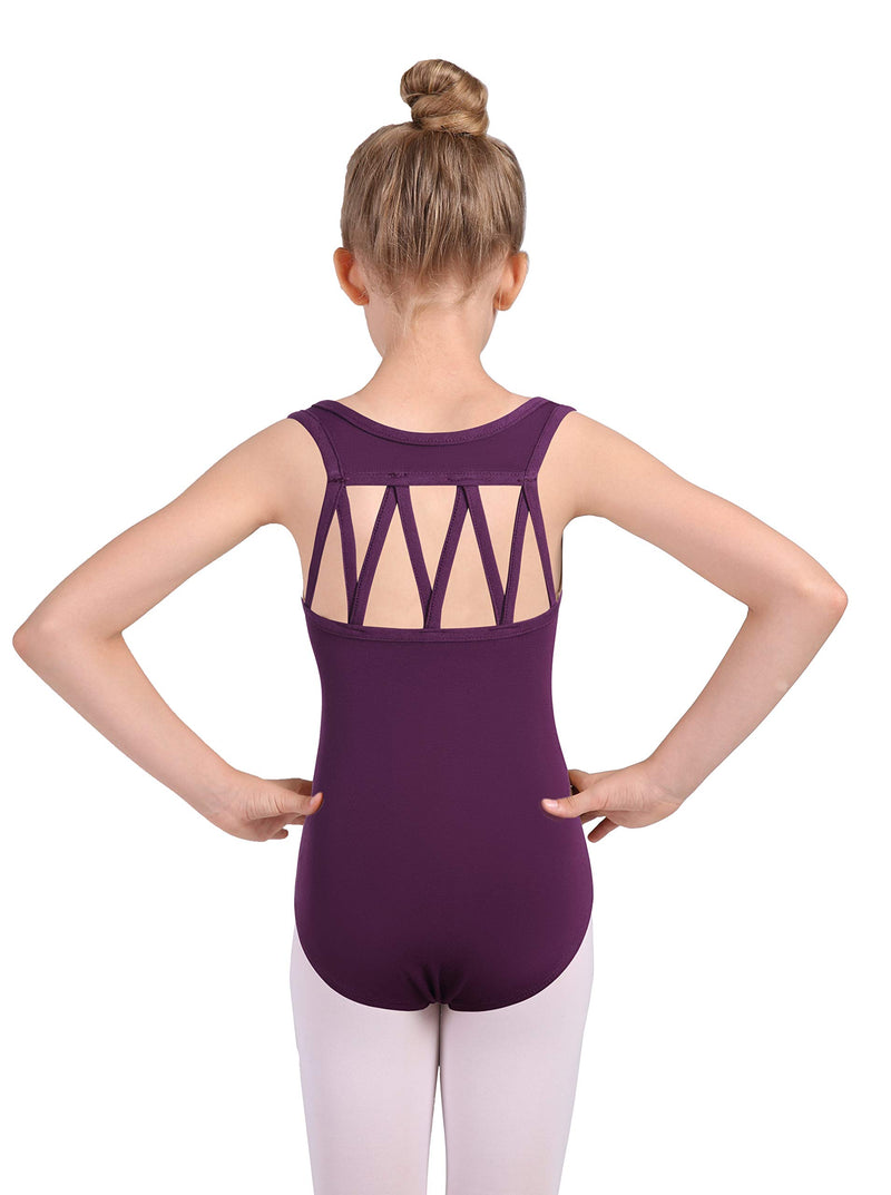 [AUSTRALIA] - DANSHOW Girls’ M Straps Leotards for Dance Ballet Kids Tank Sleeveless Gymnastics Activewear 8-10 Years Dark Purple 