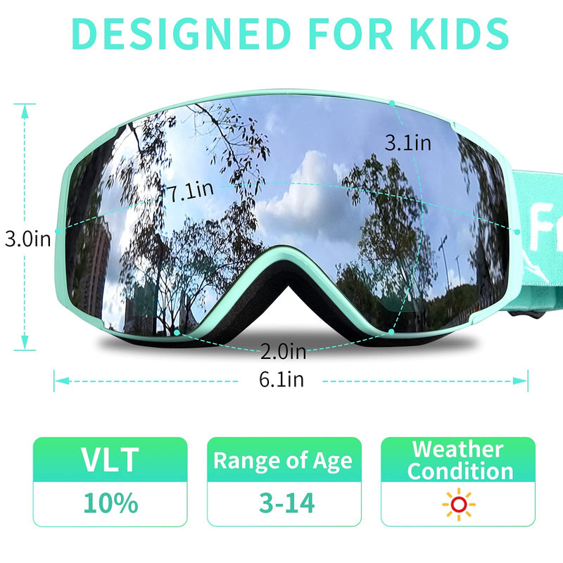 Freela Kids Ski Snowboard Goggles for Toddler(3-14) Youth Anti Fog Anti UV Goggles Girls Boys Snow Skiing Equipment Mirror Silver B 10%vlt - BeesActive Australia