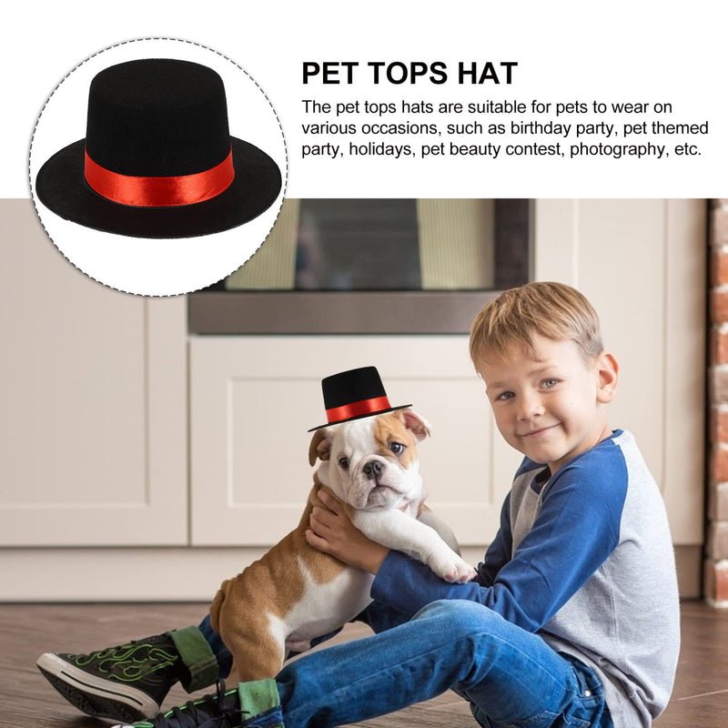 NUOBESTY Dog Costume Top Hat Black Fabrics Funny Hat Pet Formal Accessories for Cat Kitten Dog St. Patricks Party Supplies 11X11X6CM - BeesActive Australia