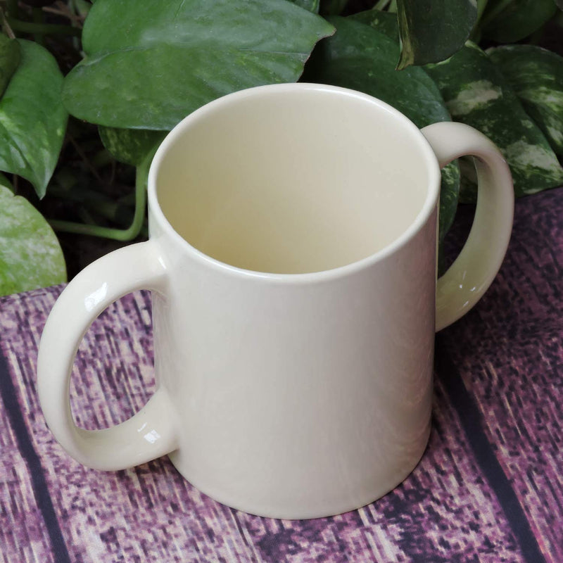 Dual Handle Mug | Two Handled Ceramic Drinking Mug for Secure Hold | 11.83 Fl. Oz. (350 Ml) - Yellow Color - BeesActive Australia