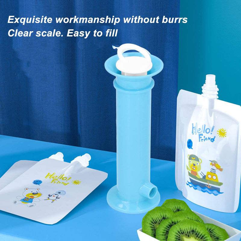 Baby Food Pouch Maker with 6 Bags, Pure Color Squeezable Fruit Squeeze Puree Filler Food Dispenser for Babies Over 6M Blue - BeesActive Australia
