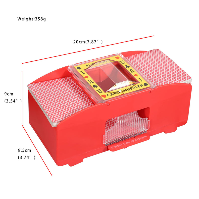 WYZworks Black/Red Casino 2 Deck Automatic Playing Card Shuffler - Battery Operated Electric for Blackjack and Poker Playing Card Games (1-2 Deck, Cards and Battery not Included) Red - BeesActive Australia