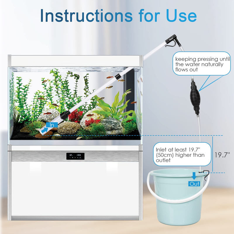 hygger Gravel Vacuum for Aquarium, Aquarium Siphon Vacuum Cleaner for Fish Tank Gravel and Sand Cleaning, Remove Dirt, Water Change, Aquarium Gravel Cleaner with Adjustable Water Flow Medium - BeesActive Australia