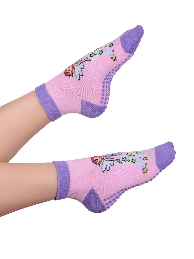 FOOTSIS Non Slip Grip Socks for Yoga, Pilates, Barre, Home, Hospital ,Mommy and Me classes "Fairy" X-Small - BeesActive Australia