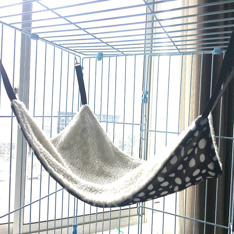 Wontee 2 Pack Small Animal Hammock Soft Fleece Sleeping Bed for Mice Rat Chinchilla Guinea Pig Ferret Kitten Cat Rabbit L: 20.83x13.76inch Black White Dot - BeesActive Australia