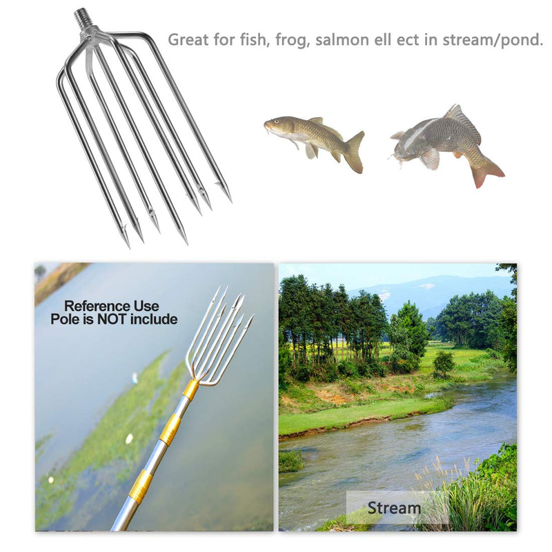 Cyfie Fishing Harpoon, 5-Prong 7-Prong Stainless Steel Fishing Gig Gaff Hook with 8mm Screw, for Hunting Fish Frog in Pond River Lake etc. Capable for Fishing Pole 7 Prong with 8mm screw - BeesActive Australia