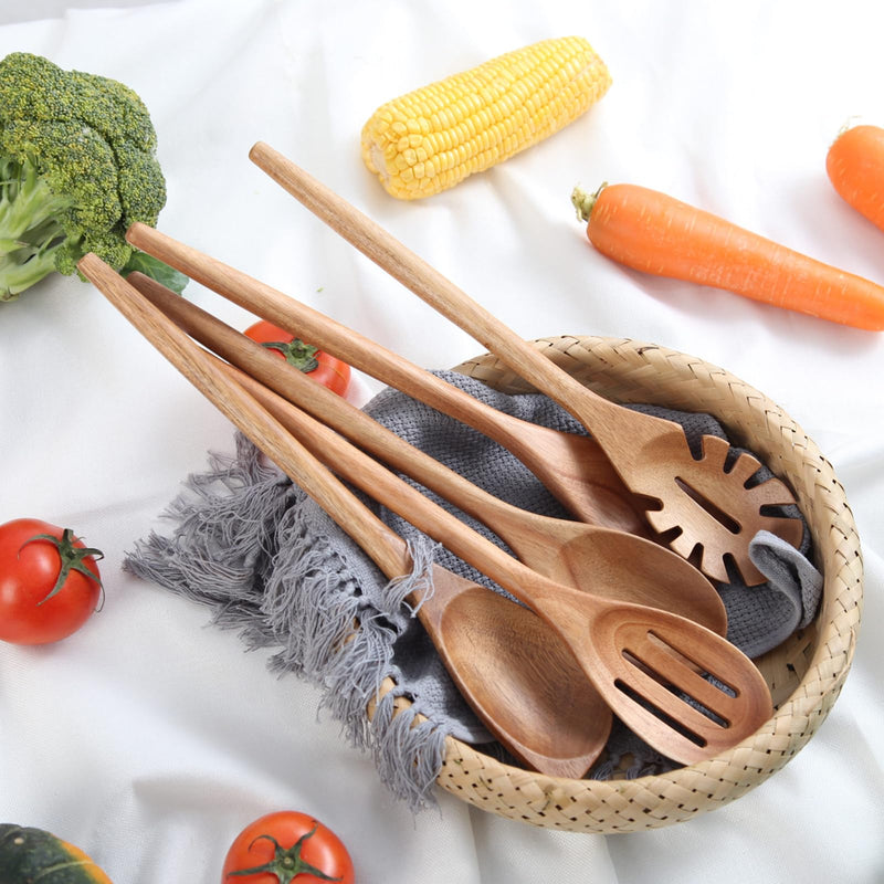 MornHalo 2PCS Acacia Wooden Spoons For Cooking-14 Inch Smooth Finish Corner Spoon And Cooking Spoons-Comfortable Grip Wood Spoons for Cooking - Non-Stick Wooden Cooking Utensils spoons+corner spoon - BeesActive Australia