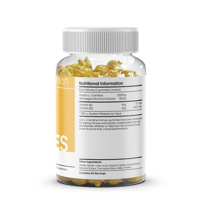 Acetyl L-Carnitine Gummies for Men & Women - 1000mg Acetyl L Carnitine Per Serving with Ashwagandha, Vitamins B6, B12 - Natural Mango Flavoured, Suitable for Vegans - BeesActive Australia