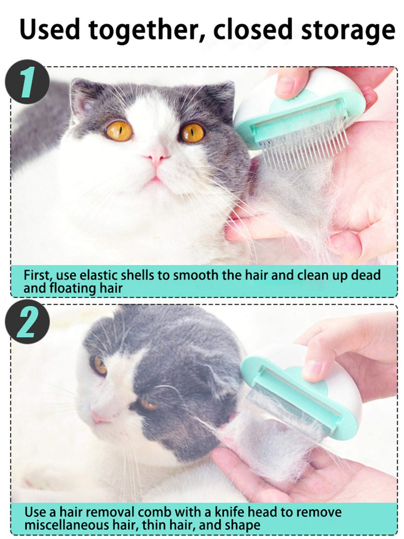 Plieren Cat Brush for Shedding and Grooming, 2 in 1 Massage Comb & Deshedding Brush for Long short haired cats &, Puppy Effectively Remove Shedding Mats, Tangled Hair, Dirt & Dander, 4×3.5inch green - BeesActive Australia
