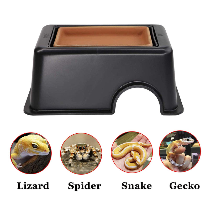 Hamiledyi Reptile Hide Box Gecko Hideout Cave with Sink Humidifier Lizards Hideaway Hut Flexible Leaves Pet Habitat Decor for Snakes Leopard Spiders Turtles Amphibians - BeesActive Australia