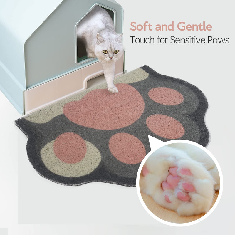 Rarenut Cat Litter Mat Trap, Pet Food Catching Placemat, Super Cute Easy to Clean 24"×16" Large Durable for Cats and Dogs Black catpaw - BeesActive Australia