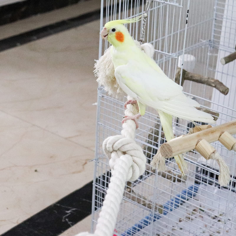 78.7 Inches Birds Cotton Climbing Rope Toy, Lengthen and Bold Bird Ladder Bridge, Bird Swing Rope Toys, Pet Bird Cage Accessories, Bird Rope Toy for Parakeets Cockatiels Macaw, African Grey Parrot - BeesActive Australia