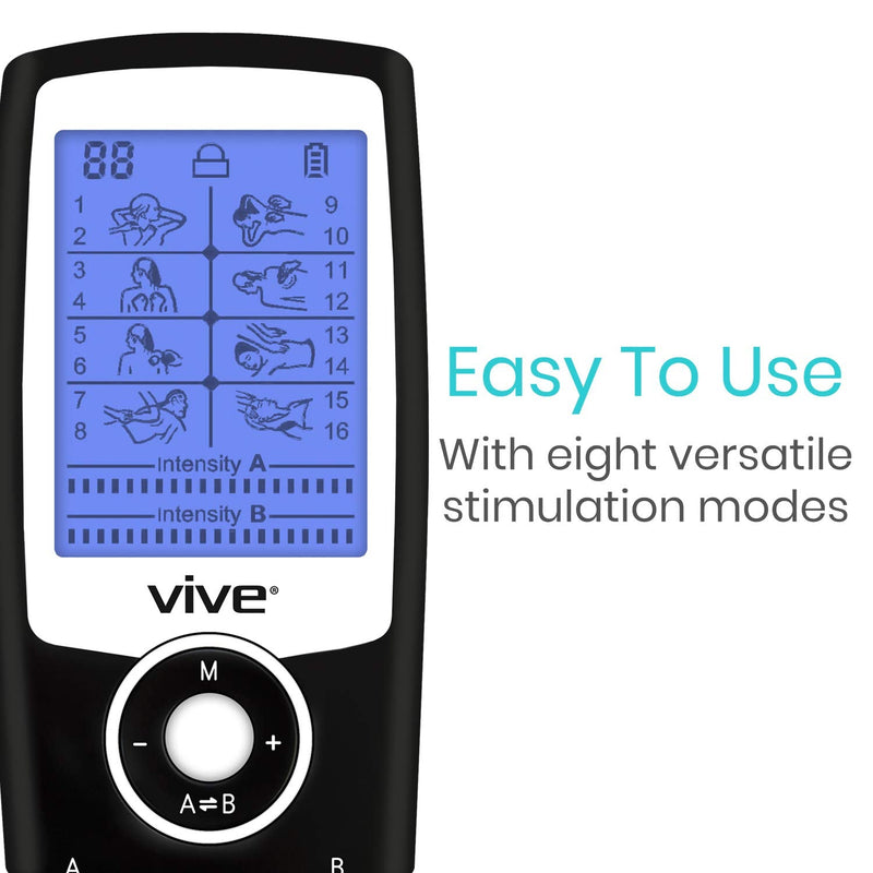 Vive Dual Channel TENS Unit - STIM Tens Unit for Muscle Stimulation - Electrotherapy Muscle Stimulator with Electrode Pads - BeesActive Australia