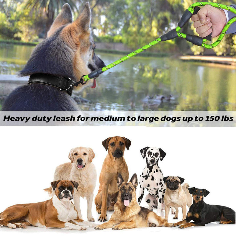 JSXD Dog Leash,5FT Heavy Duty Double Handle Dog Leash with Comfortable Padded and Reflective,Rope Dog Leashes for Small,Medium,Large Dogs Rope-Green - BeesActive Australia
