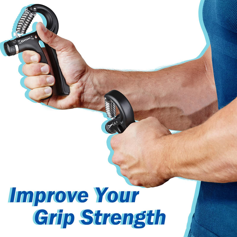 AIXPI Grip Strength Trainer, Hand Grip Exerciser Strengthener with Adjustable Resistance 11-132 Lbs (5-60kg), Forearm Strengthener, Hand Exerciser for Muscle Building and Injury Recover black-2pack - BeesActive Australia