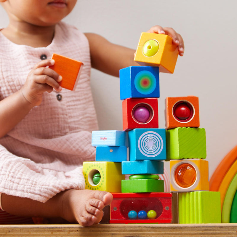 HABA Fun with Sounds Wooden Discovery Blocks with Acoustic Sounds (Made in Germany), 1-2 Years, 6 pieces - BeesActive Australia