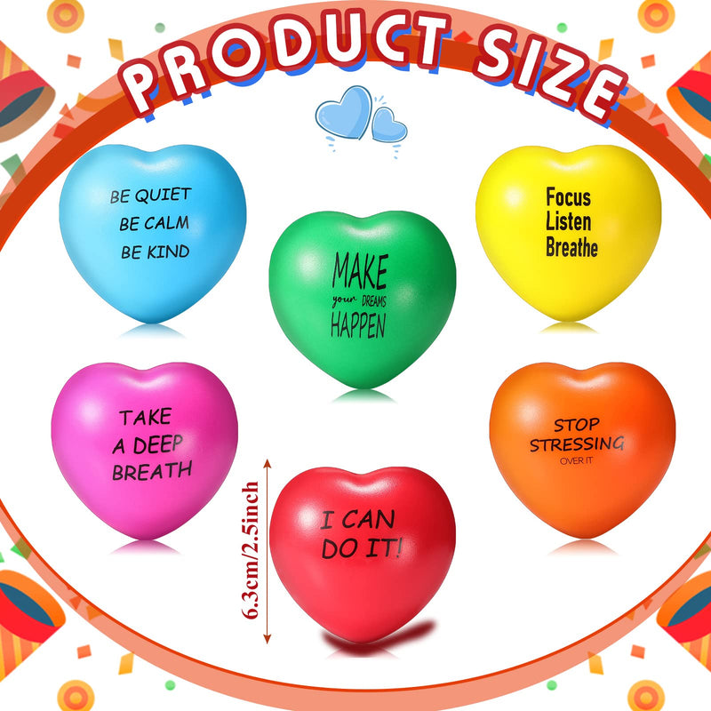 Motivational Stress Balls Heart Shaped Stress Relief Balls Multicolored Quotes Anxiety Relief Toys for Adults Inspiring Hand Exercise Therapy Balls for Fidget Tension Sensory Manage Supplies (6 Pack) - BeesActive Australia