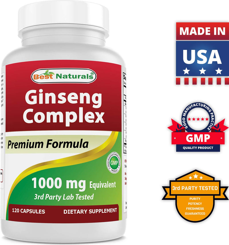 Best Naturals Ginseng Complex 1000 mg 120 Capsules (120 Count (Pack of 1)) 120 Count (Pack of 1) - BeesActive Australia
