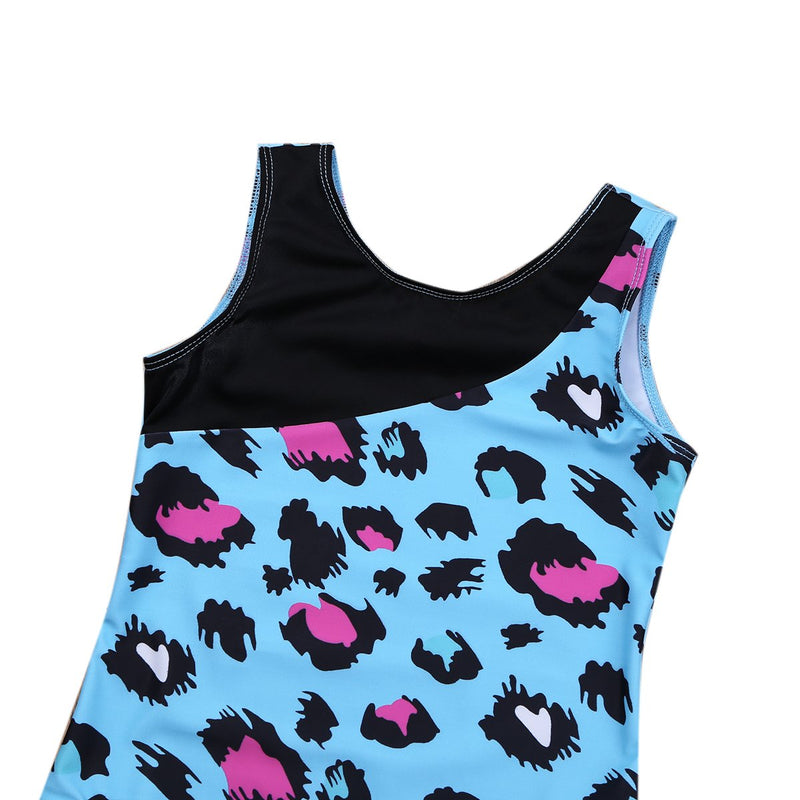 ACSUSS Kids Girls Leopard Printed Sleeveless Tank Top Leotard Ballet Dance Gymnastics Bodysuit Jumpsuit Dancewear Blue 2-3 - BeesActive Australia