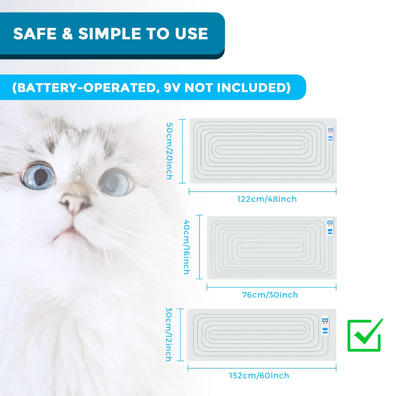 petnais Scat Mat Electronic Indoor Pet Training Mat for Dogs & Cats, Keep Pets Away from Sofa, Sofa, Counter, 3 Training Modes Shockproof Mat 60" X12" Blue - BeesActive Australia