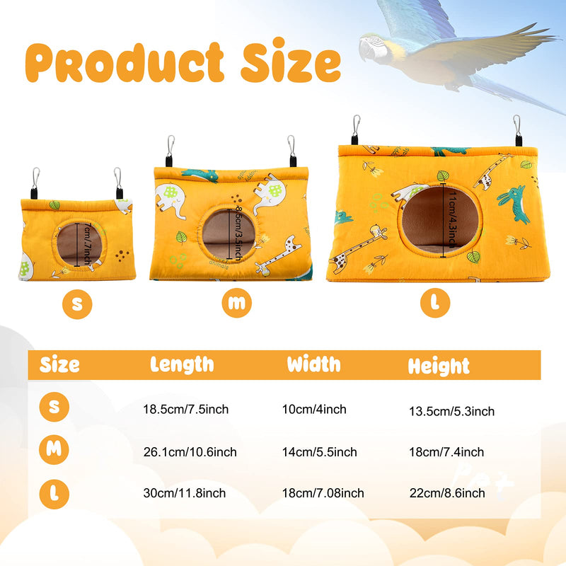 Rypet Winter Warm Bird Nest House - Hanging Hammock Velvet Shed Hut Cage Plush Fluffy Birds Hideaway Sleeping Bed Fuzzy for Parrot Parakeet Cockatiels Budgies Lovebird African Grey Medium (Pack of 1) Yellow - BeesActive Australia