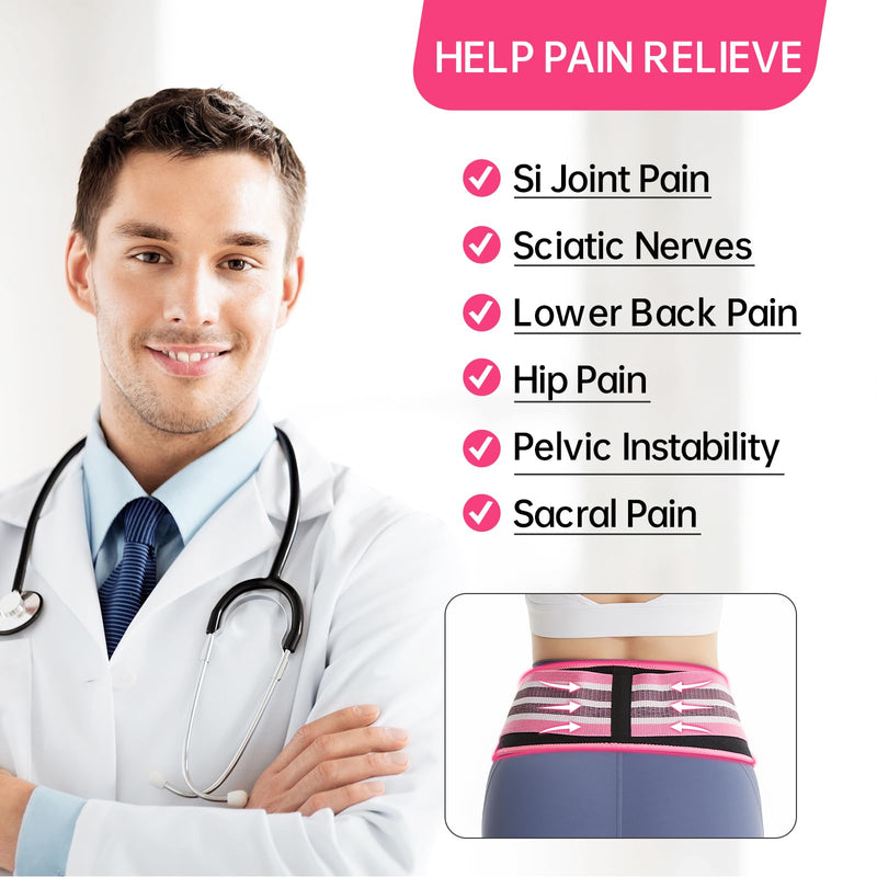 SI Belt - Sacroiliac Hip Belt for Women, Si Joint Support Belt, Sciatica Belt Relief for Sciatica Pain, Lower Back Pain, Hip, Pelvic Pain, Trochanteric Belt - Pink, Regular (Hip Size 30''-46'') Regular(Hip Size 30''-46'') - BeesActive Australia