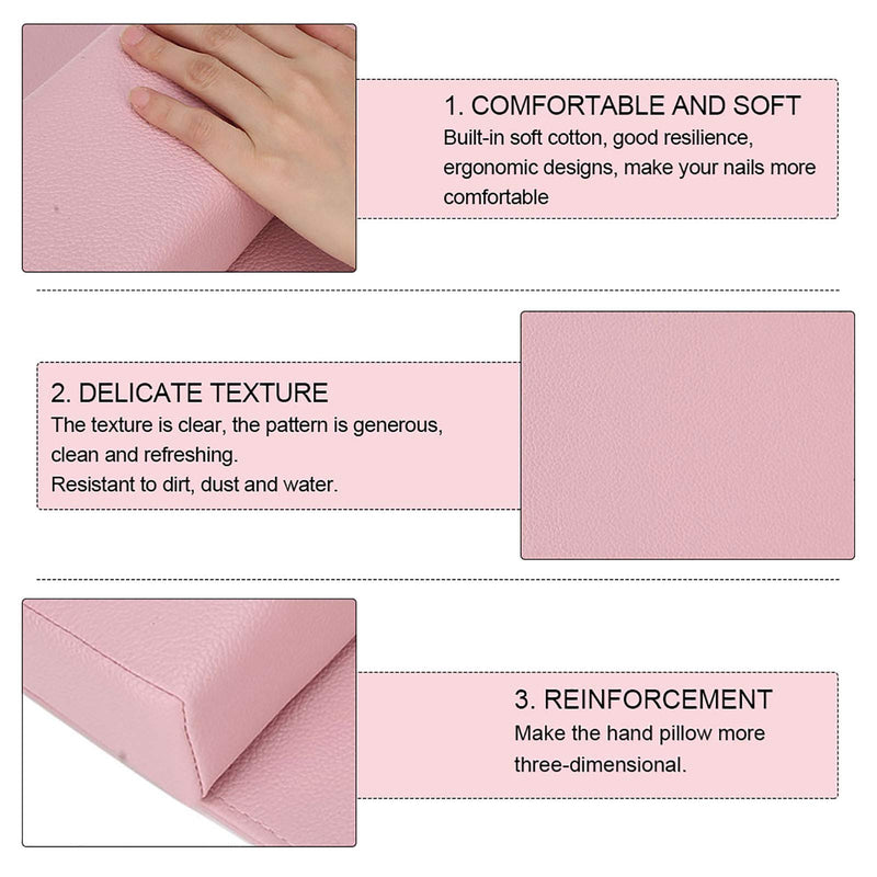 puseky Washable Soft Nail Art Beauty Salon Hand Pillow Arm Rest Holder Cushion Mat Set Manicure Tool(Pink) Pink - BeesActive Australia