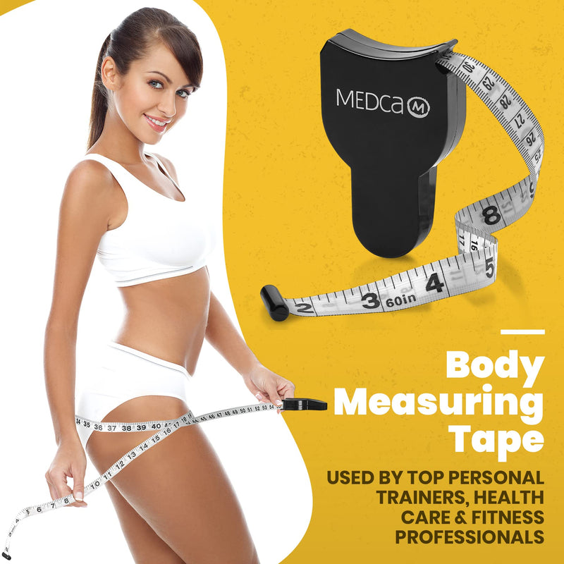 Body Fat Caliper and Measuring Tape for Body - Skinfold Calipers and Body Fat Tape Measure Tool for Accurately Measuring BMI Skin Fold Fitness and Weight-Loss, (Black) 1 Count (Pack of 1) Black Body Fat Measurement - BeesActive Australia