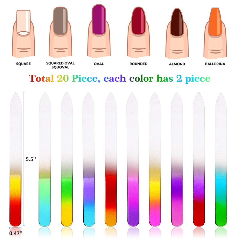 80 Pieces Glass Nail Files Gradient Rainbow Color Buffer Manicure Double Side Nail Files and Plastic Handle Nail Cuticle Pusher Rubber Tip Nail Cleaner Colored Nail Art Tool for Nail Care - BeesActive Australia