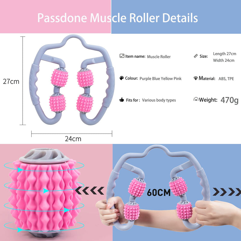Muscle Roller, Trigger Point Muscle Roller for Calves, Leg, Arms, Tennis Elbow and Golfer Elbow, Foam Roller Deep Massage Tool for Relieve Muscle Soreness, Stiffness and Tight Muscles (Purple) Purple - BeesActive Australia