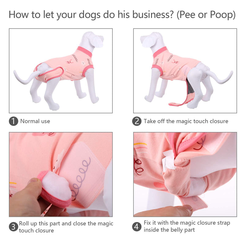 Recovery Suit for Dogs Cats After Surgery, Recovery Shirt for Male Female Dog Abdominal Wounds Bandages Cone E-Collar Alternative, Anti-Licking Pet Surgical Recovery Snuggly Suit, Soft Fabric Onesie Medium (Pack of 1) Cartoon Pink - BeesActive Australia