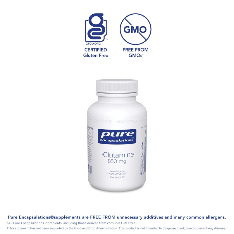 Pure Encapsulations - L-Glutamine 850mg - Professional Strength Glutamine Capsules - 90 Capsules - BeesActive Australia