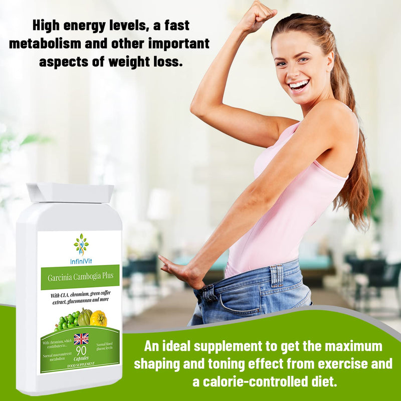 Garcinia Cambogia Plus with Conjugated Linoleic Acid, Chromium, Green Coffee Extract, Glucomannan,Kidney Bean and Cinnamon - 90 Capsule - BeesActive Australia