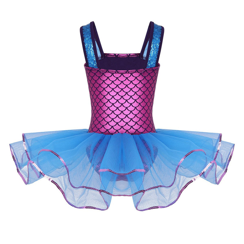 [AUSTRALIA] - Freebily Girl Mermaid Camisole Leotard Fish Scales Ballet Dance Gymnastics Tutu Skirted Dress Fancy Party Dancing Costumes Blue 10 