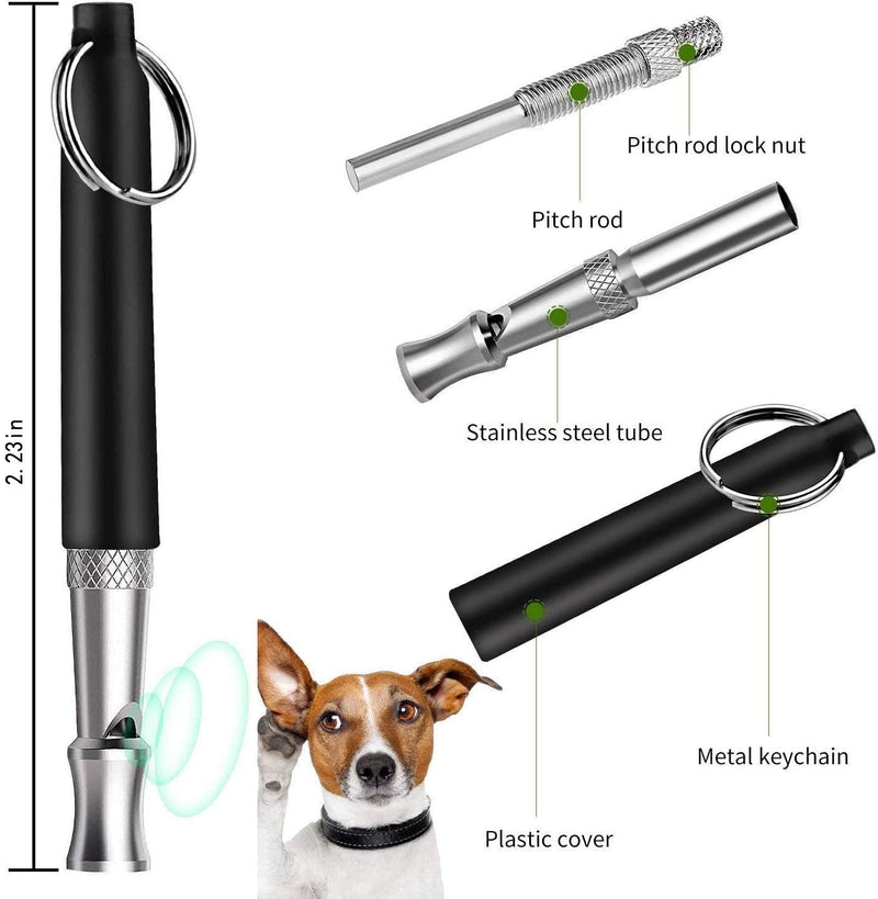 JYLM Dog Whistle, 2022 New 2PCS Ultrasonic Dog Whistle to Stop Barking Neighbors Dog, Professional Adjustable Silent Dog Whistle Training Tools for Dogs with Black Strap Lanyard, Medium - BeesActive Australia