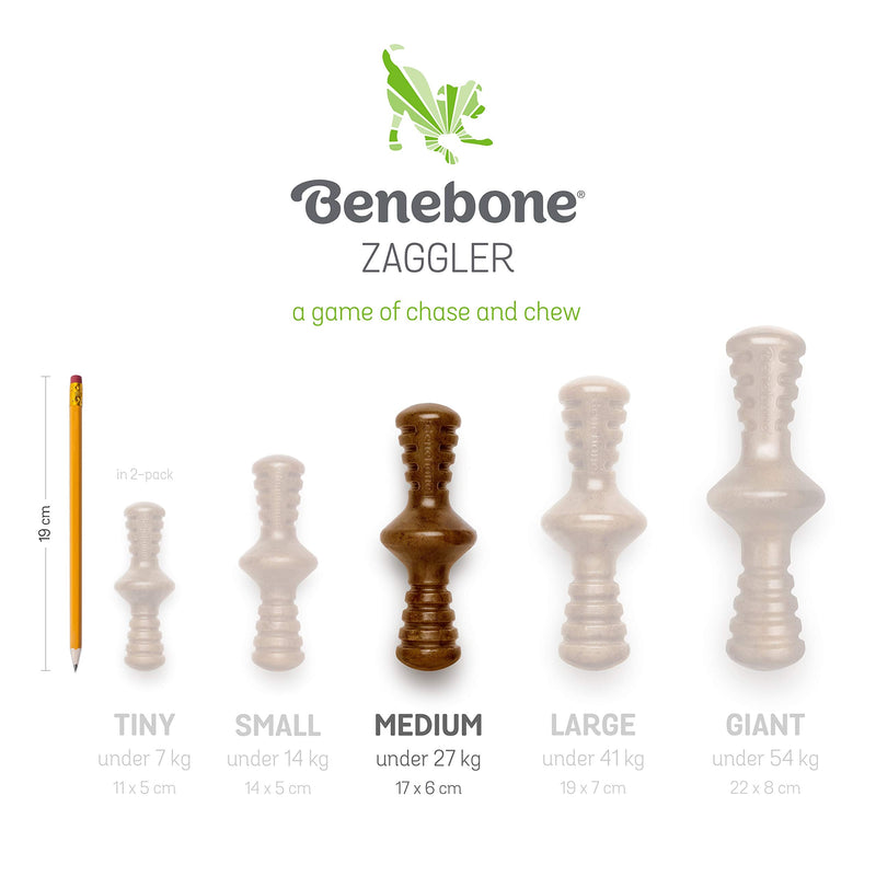 Benebone Zaggler Rolling Dog Chew Toy for Aggressive Chewers, Real Flavors, Made in USA REAL Bacon Medium - BeesActive Australia