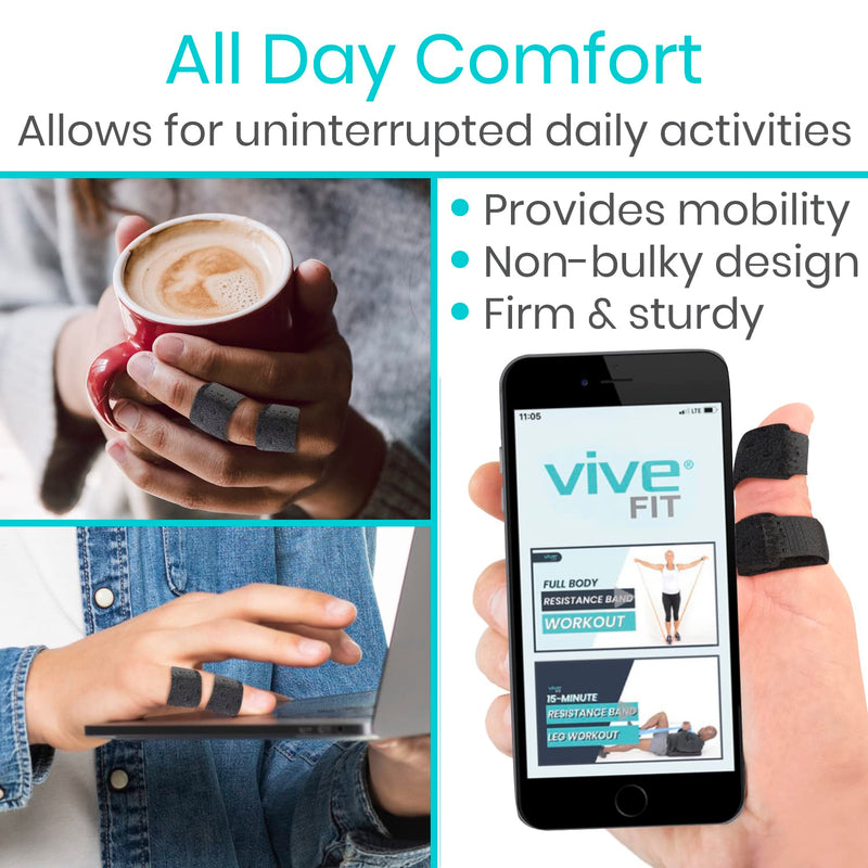 Vive Finger Splint (2 Pack) - Universal Finger Straightener - Broken and Trigger Finger Splints - Finger Brace for Arthritis pain and Support - Sprain Relief for Middle, Index, Ring, Pinky Fingers - BeesActive Australia