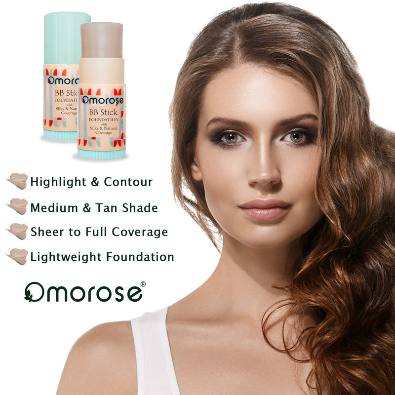 Omorose Cosmetics BB Cream Foundation Stick Buildable Light Medium Base Makeup Foundation to Full Coverage Foundation for Oily & All Skin Women Men, BB Cream Formula Skin Tint Foundation Makeup, Medium & Tan - BeesActive Australia