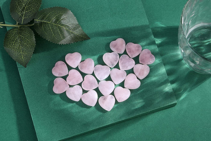 XIANNVXI 20 Pcs Rose Quartz Crystal Heart Stones Healing Crystals Gemstones Reiki Palm Stones for Meditation Energy Balancing - BeesActive Australia