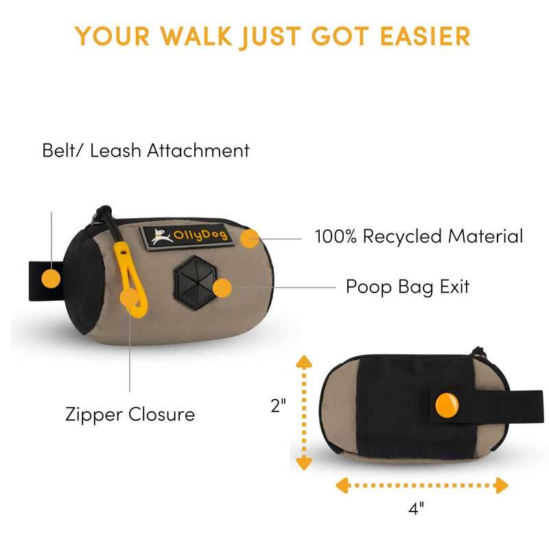OllyDog Scoop Pick Up, Dog Poop Bag Holder, Dog Poop Bag Dispenser with Leash Attachment, Water Resistant Dog Bag Holder, Dog Accessories, Fits Standard Roll of Doggie Poop Bags Champagne - BeesActive Australia