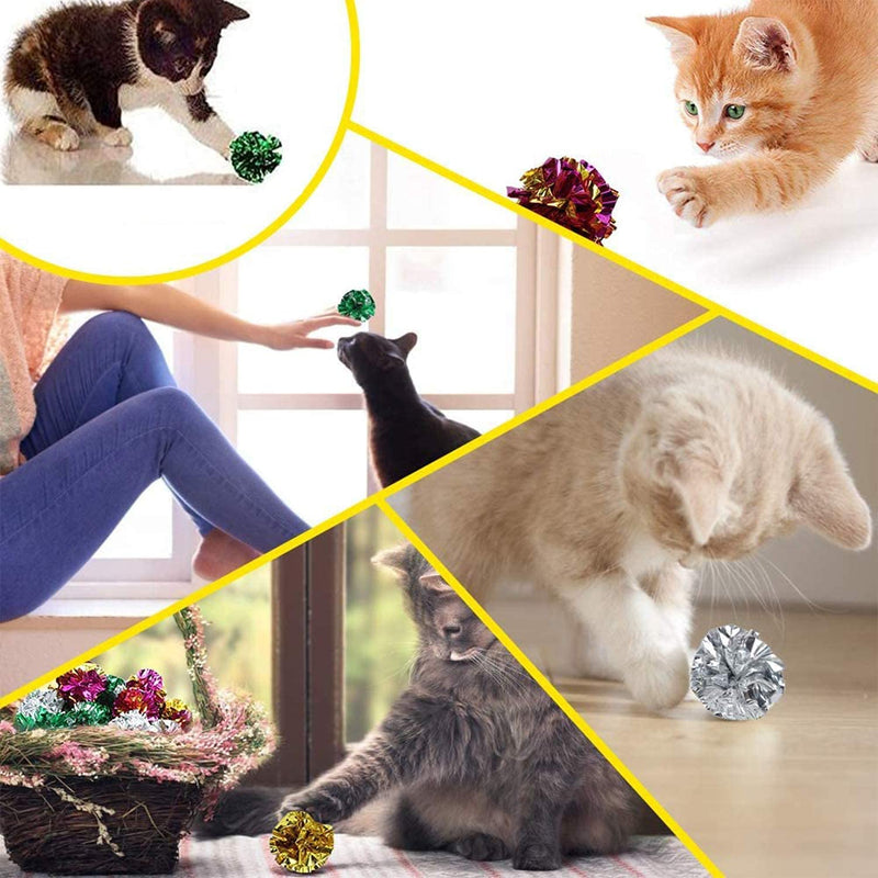 20 Pcs 2.2 Inch Cat Crinkle Balls Cat Toys Balls for Indoor Kittens Exercise and Cats Play and Chase - BeesActive Australia