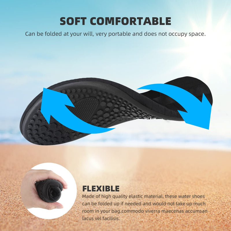 ATHMILE Water Shoes for Women Men Quick-Dry Aqua Socks Swim Beach Barefoot Yuga Exercise Wear Sport Accessories Pool Camping Must Haves Adult Youth Size 3-4 Women/2-3 Men Black-w001 - BeesActive Australia
